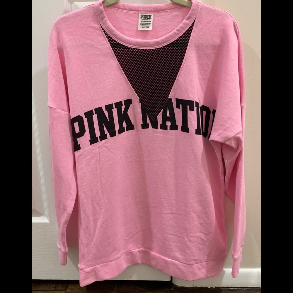 VS Pink- Baby Pink Mesh Neck Sweatshirt